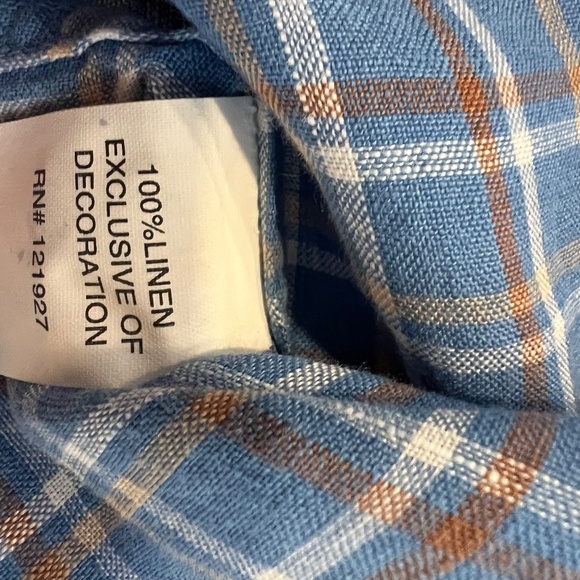 johnnie-O Hangin Out Linen Button Up Shirt - Omar Wake Blue Tan Plaid NWOT - Picture 5 of 8